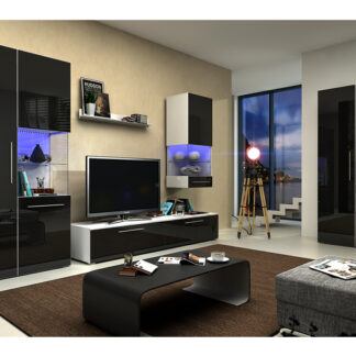 Obývací pokoj NICEA 4, bílá/černý lesk