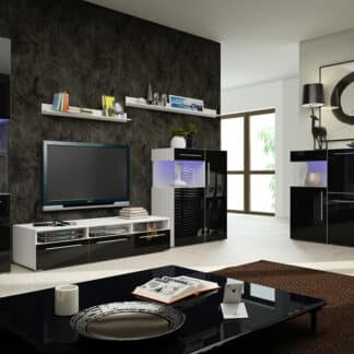 Obývací pokoj NICEA 5, bílá/černý lesk