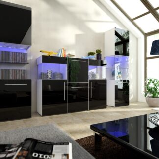 Obývací pokoj NICEA 6, bílá/černý lesk