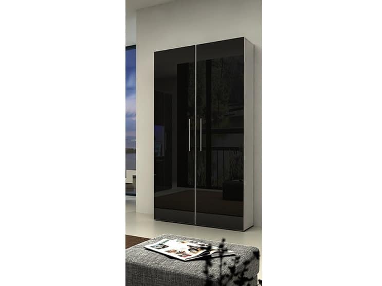 NICEA šatní skříň, bílá/černý lesk