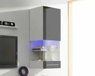 NICEA závěsná vitrína, bílá/černý lesk