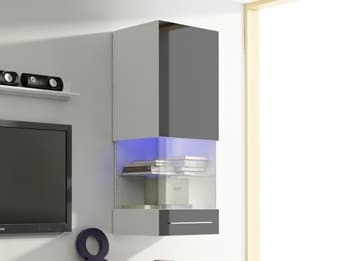 NICEA závěsná vitrína, bílá/černý lesk