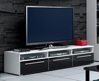 ROMA RTV stolek 150, bílá/černý lesk