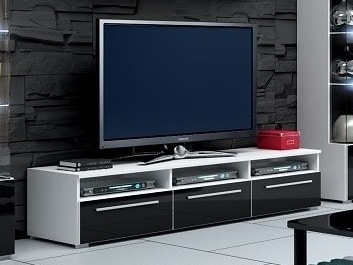 ROMA RTV stolek 150, bílá/černý lesk