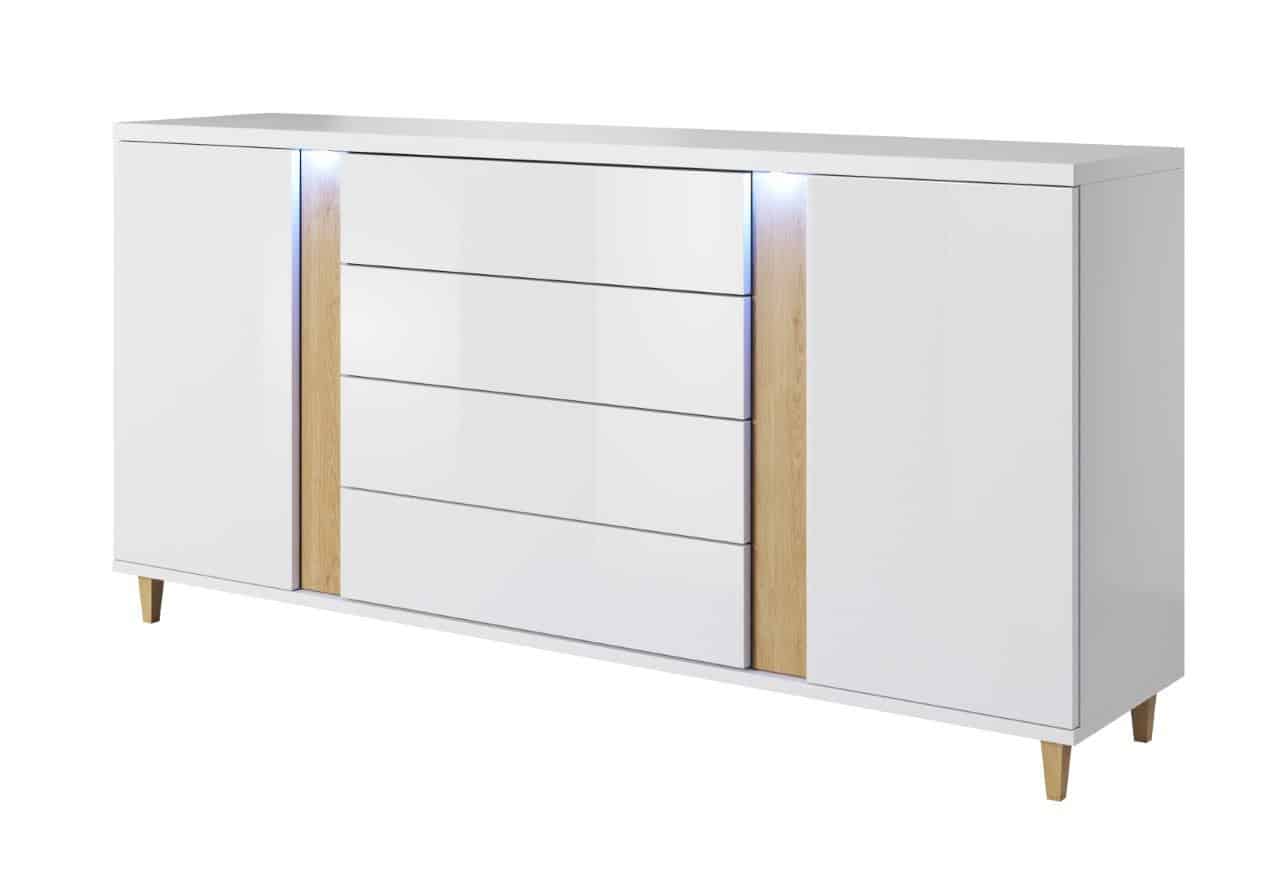 MARCO komoda 180, bílá/dub