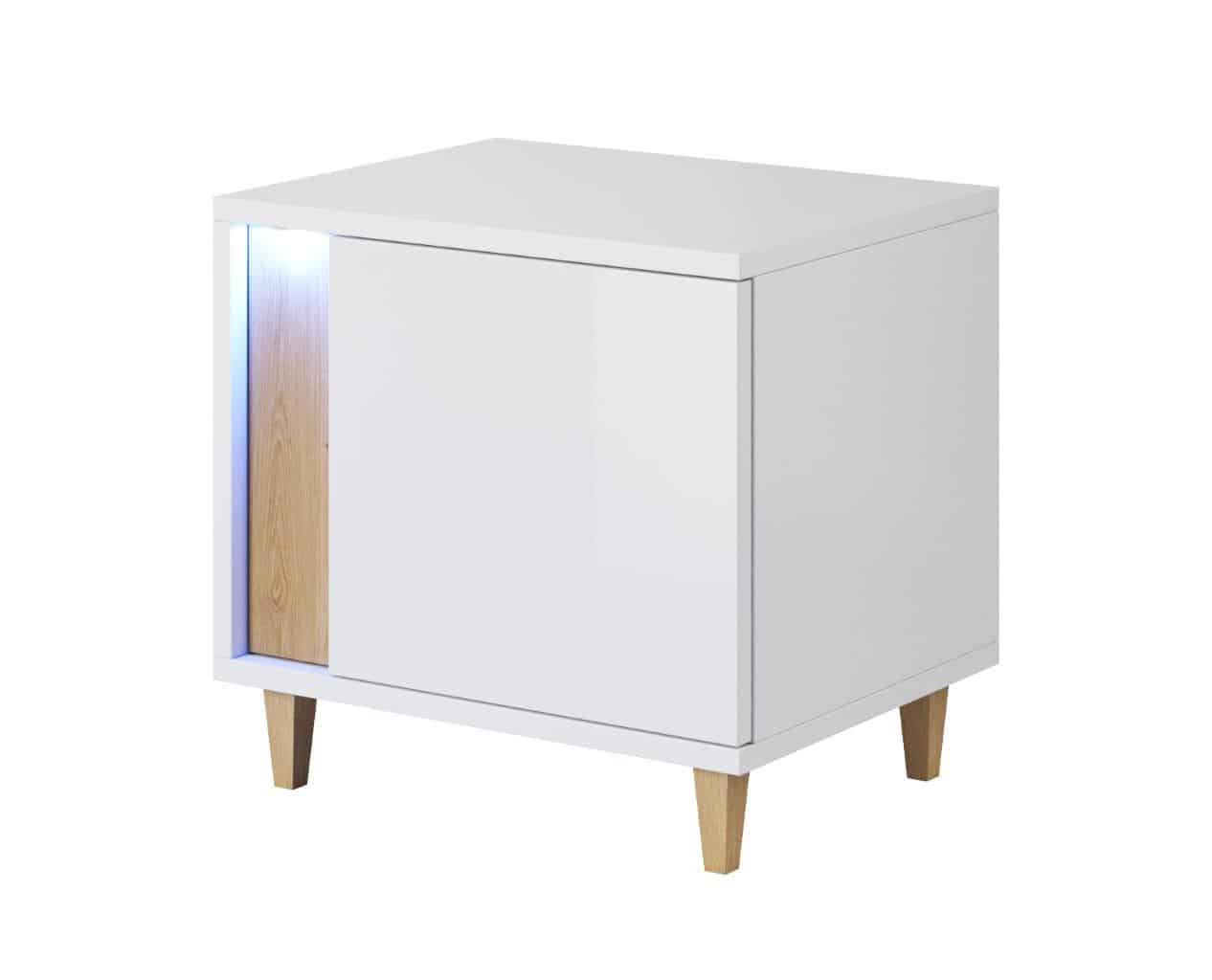 MARCO noční stolek levý, bílá/dub
