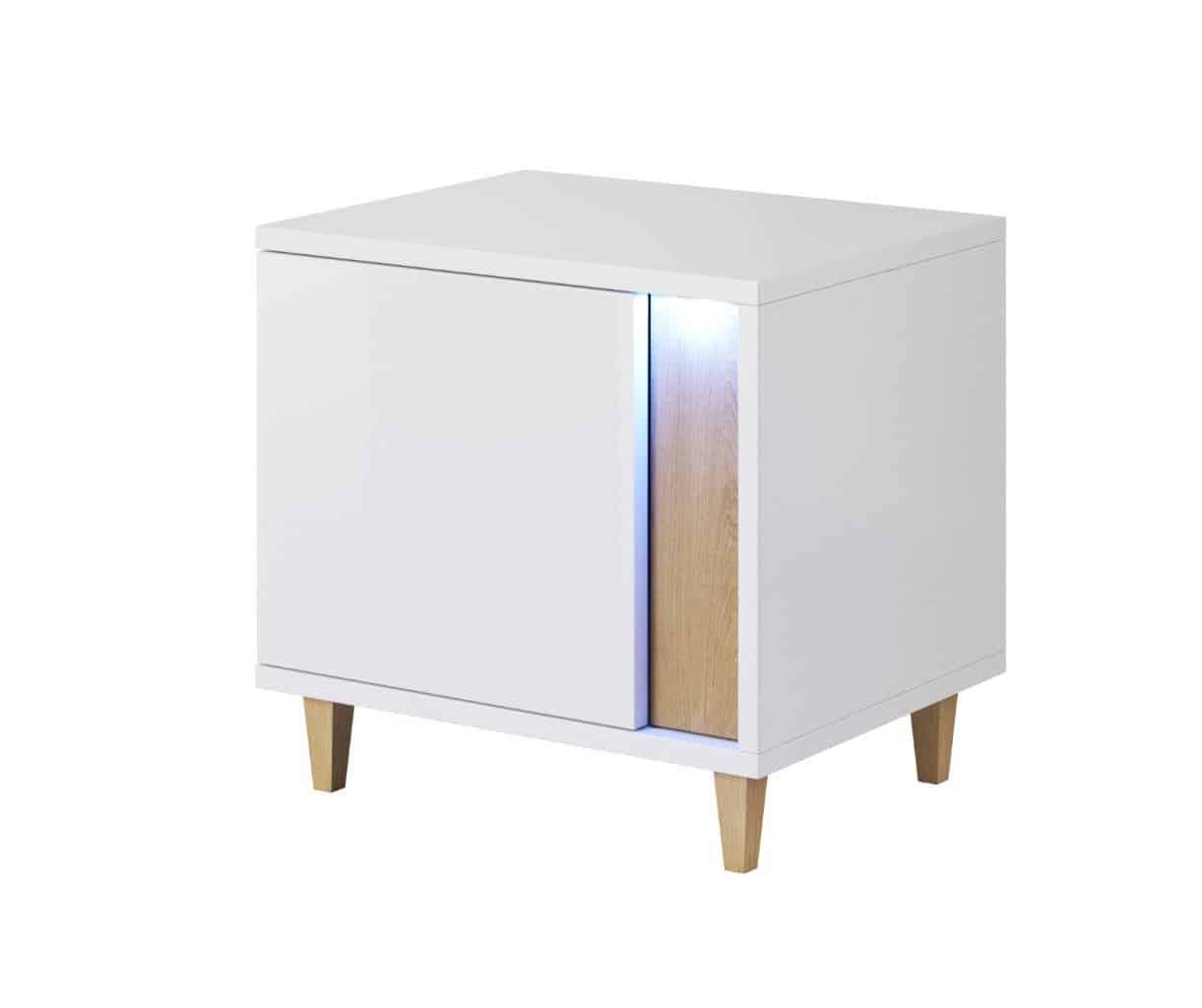 MARCO noční stolek pravý, bílá/dub
