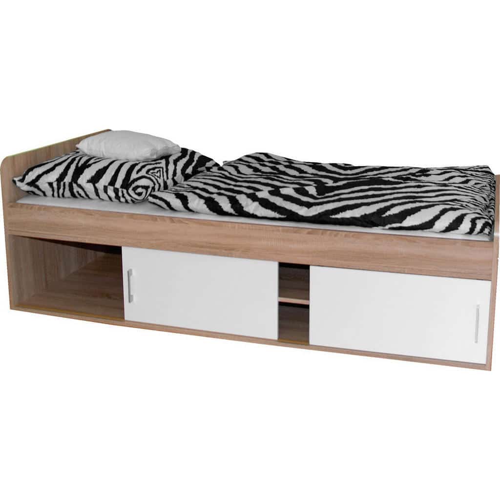 XXXLutz Postel 90/200 Cm Kompozitní Dřevo Bílá Sonoma Dub