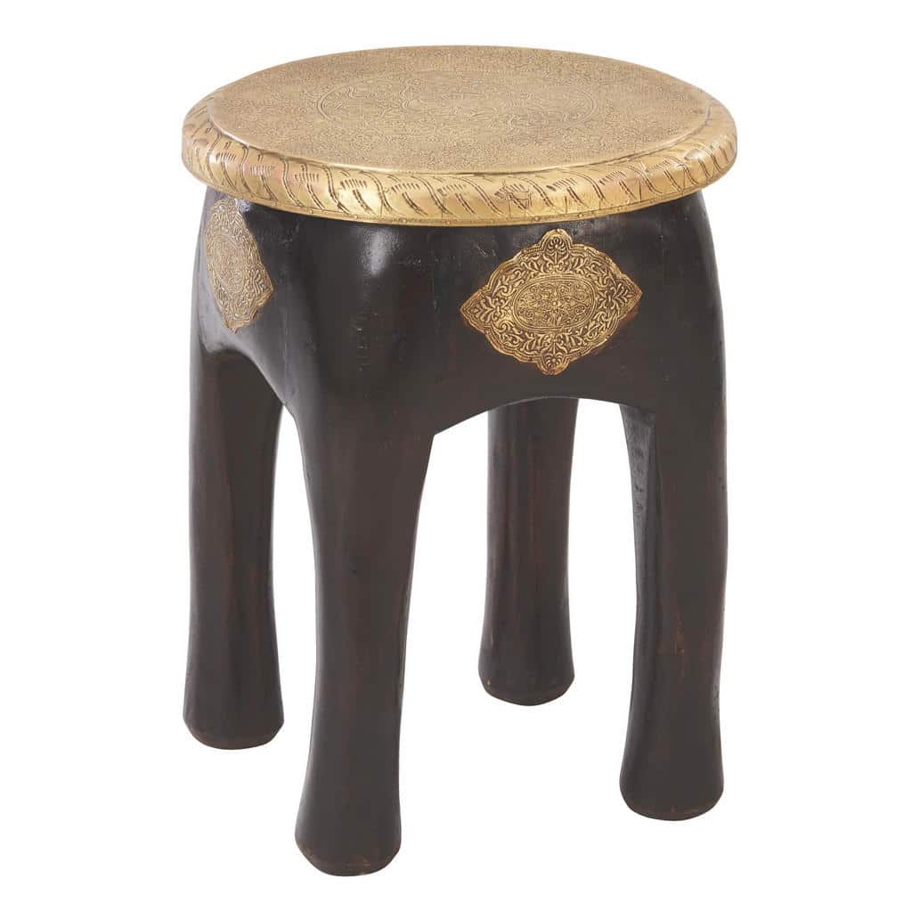XXXLutz Taburet Mangové Dřevo Barvy Zlata Tmavě Hnědá Ambia Home