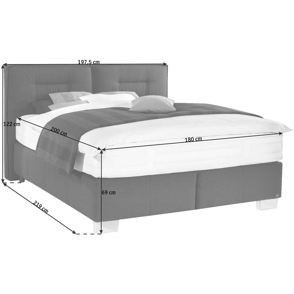 XXXLutz Postel Boxspring 180/200 Cm Textil Černá Dieter Knoll