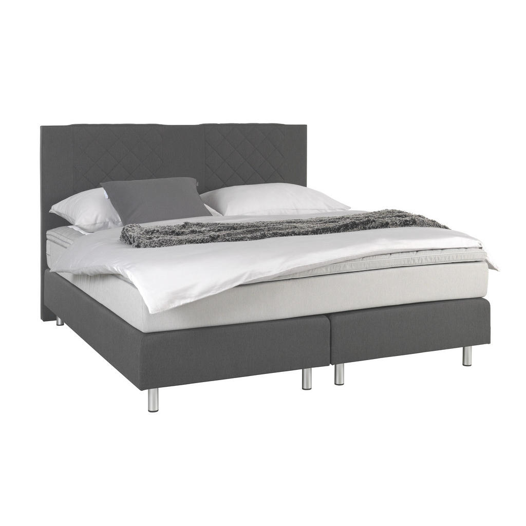 XXXLutz Postel Boxspring 160/200 Cm Textil Antracitová Světle Šedá Carryhome