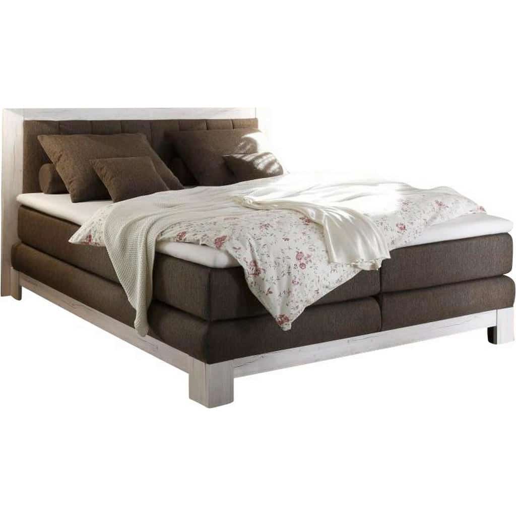 XXXLutz Postel Boxspring 140/200 Cm Textil Kompozitní Dřevo Hnědá Bílá...