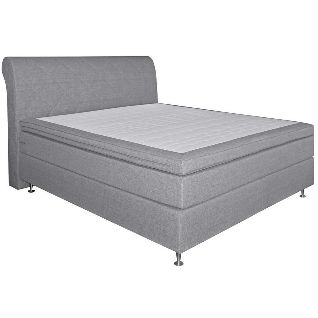 XXXLutz Postel Boxspring 180/200 Cm Textil Šedá Welnova