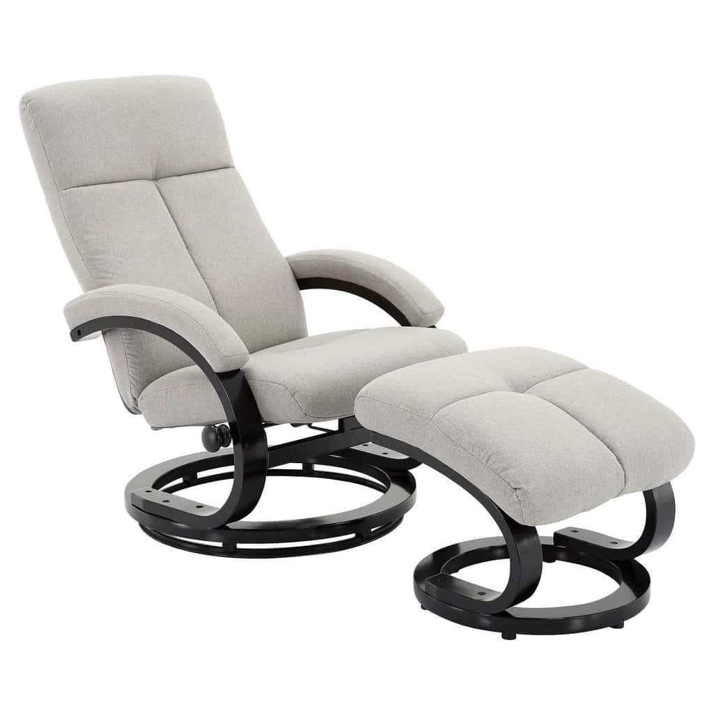 XXXLutz Relaxační Křeslo S Taburetem Dřevo Textil Světle Šedá Carryhome