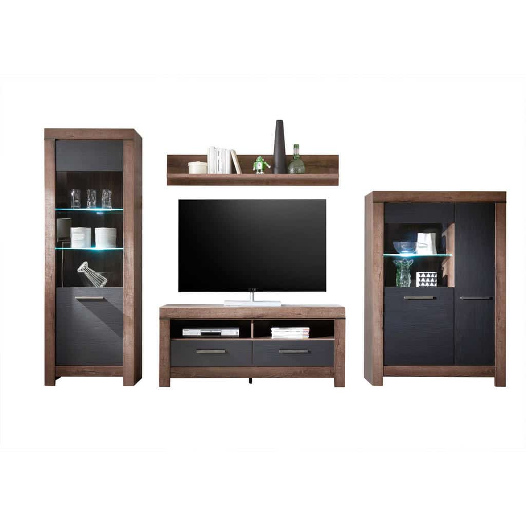 XXXLutz Obývací Stěna Černá Barvy Dubu Carryhome