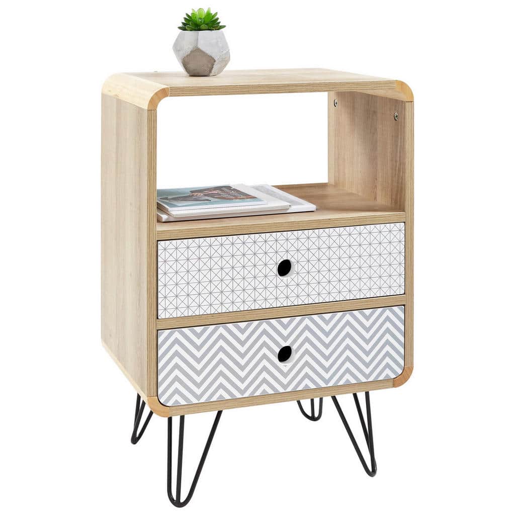 XXXLutz Noční Stolek Šedá Černá Bílá Barvy Dubu Carryhome