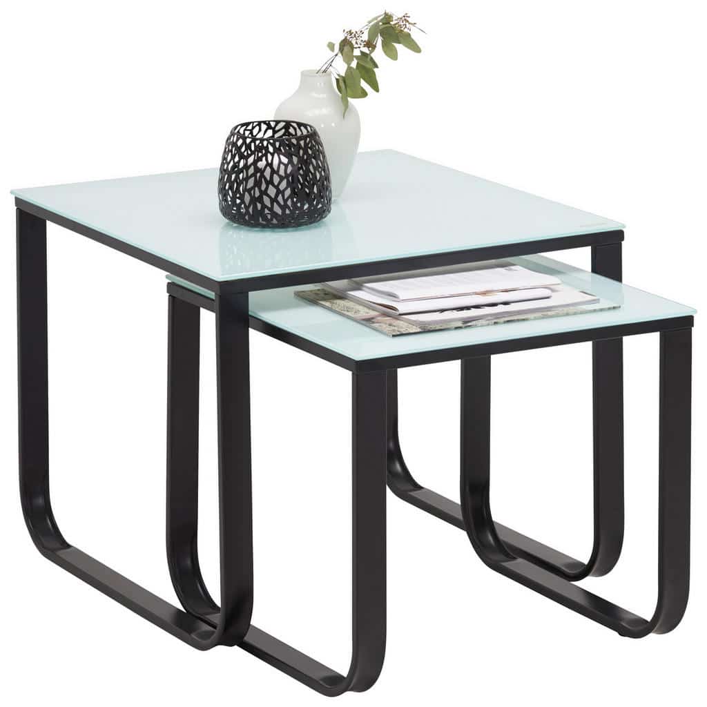 XXXLutz Sada Zasouvacích Stolků Bílá Tmavě Šedá Carryhome