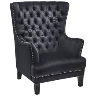 XXXLutz Křeslo Chesterfield Kov Textil Černá