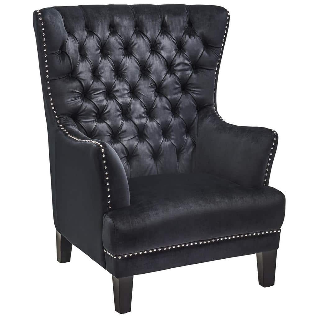 XXXLutz Křeslo Chesterfield Kov Textil Černá