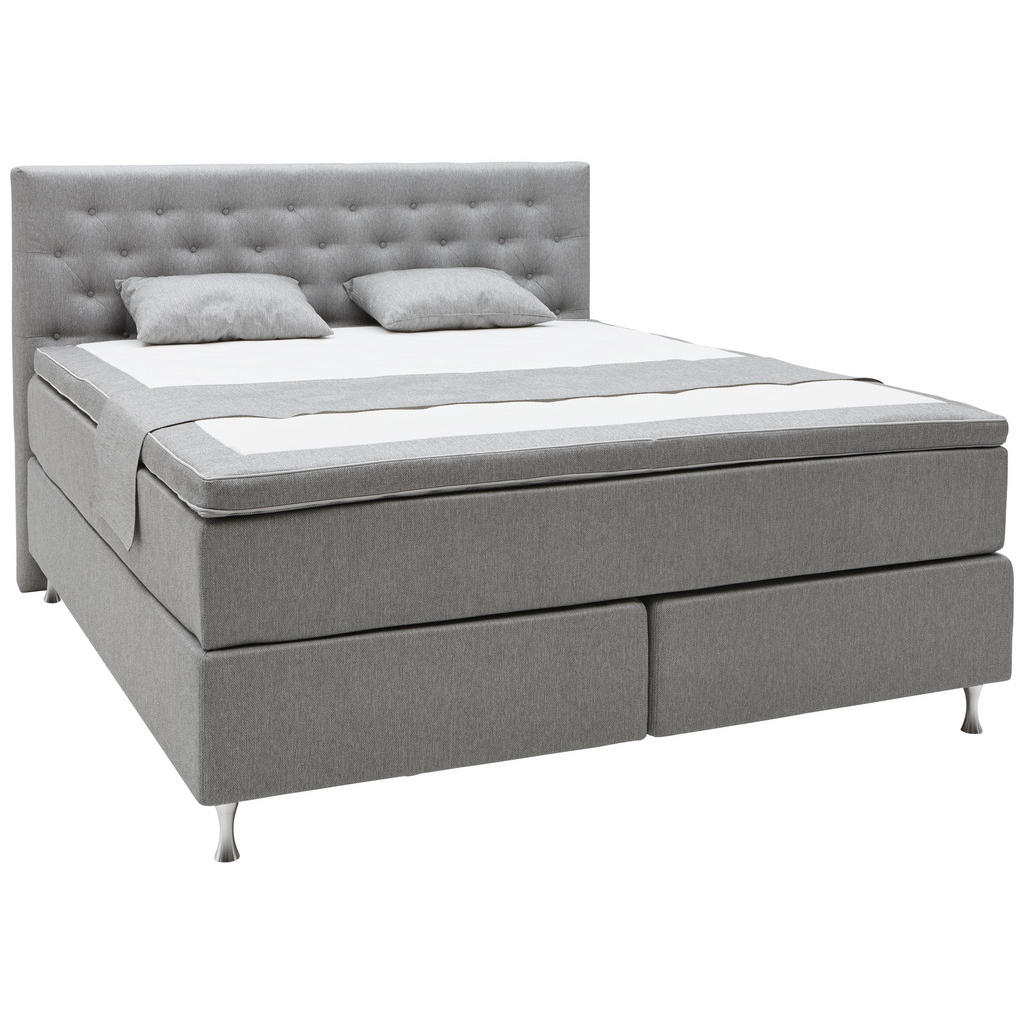XXXLutz Postel Boxspring 180/200 Cm Textil Šedá Elegando