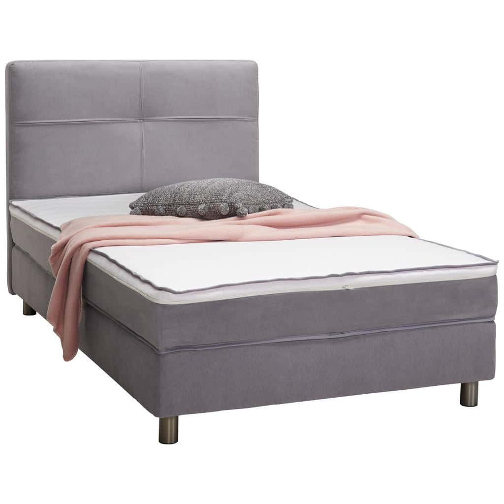 XXXLutz Postel Boxspring 120/200 Cm Textil Světle Šedá Stylife