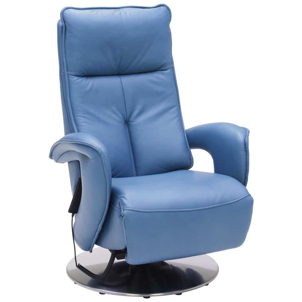 XXXLutz Relaxační Křeslo Kůže Modrá Valdera