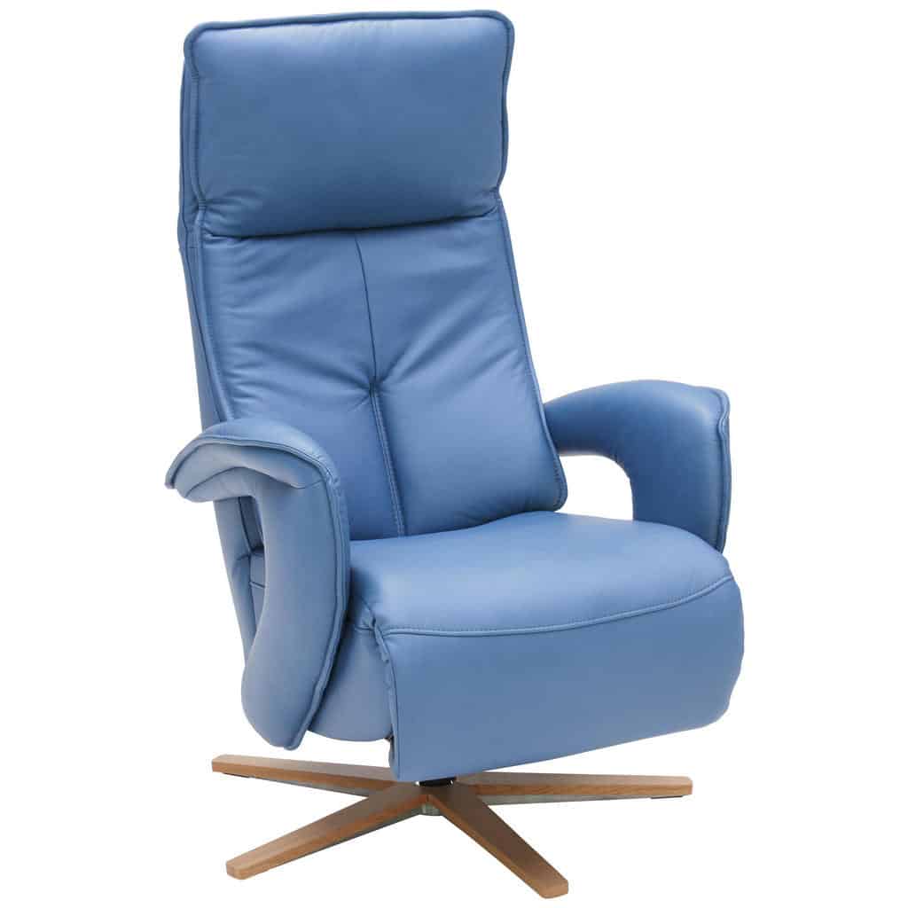 XXXLutz Relaxační Křeslo Kůže Modrá Valdera