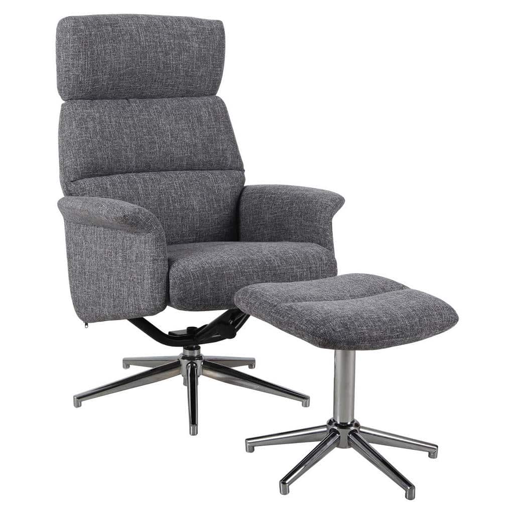 XXXLutz Relaxační Křeslo S Taburetem Kov Textil Šedá Carryhome