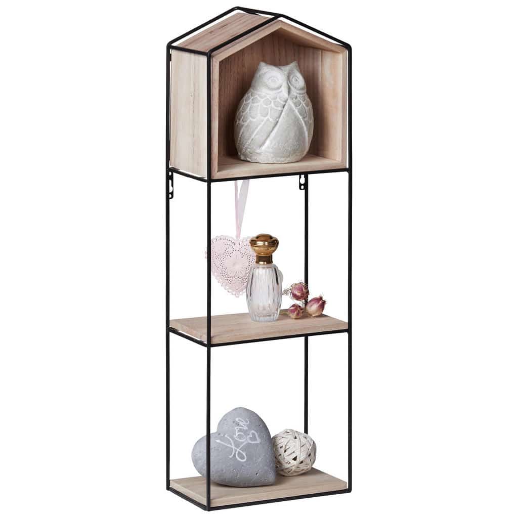 XXXLutz Regál Nástěnný Přírodní Barvy Černá Landscape