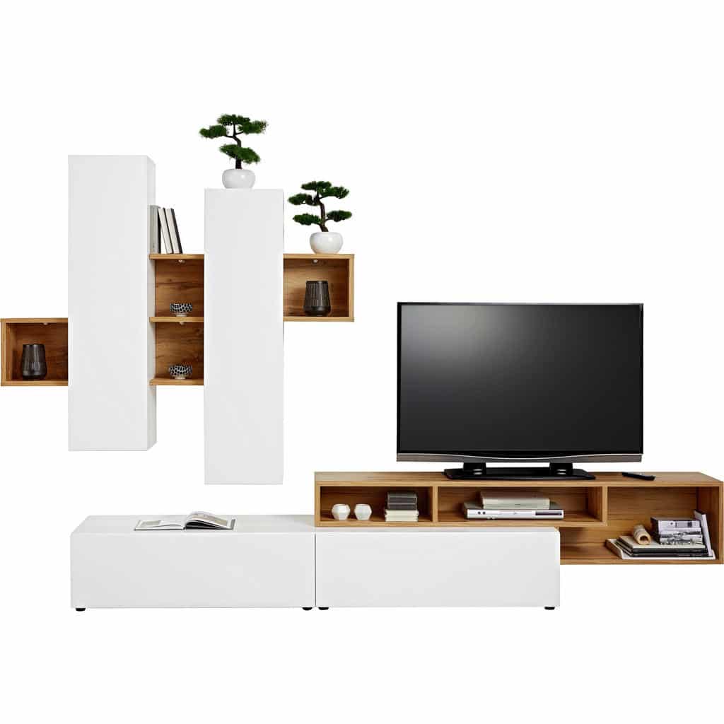 XXXLutz Obývací Stěna Bílá Barvy Dubu Ti`me