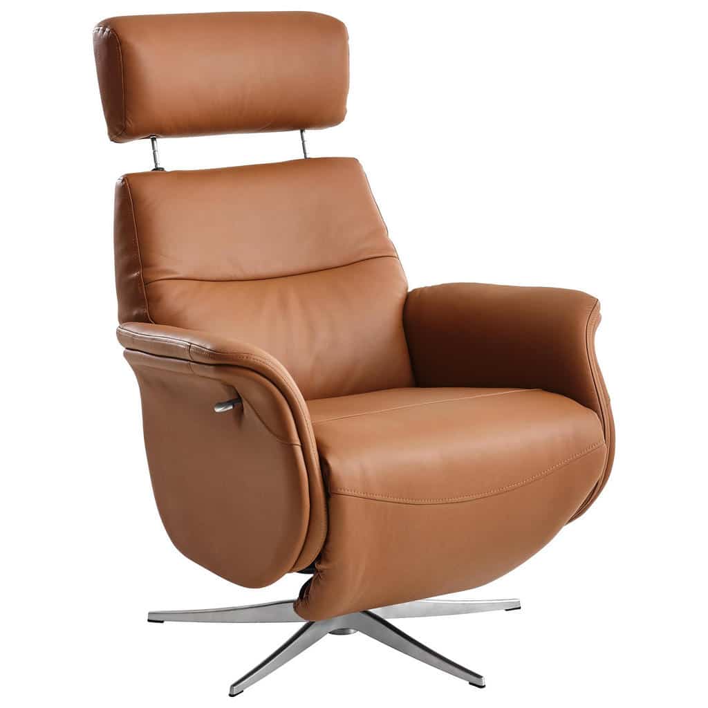XXXLutz Relaxační Křeslo Kov Textil Kůže Světle Hnědá Xora
