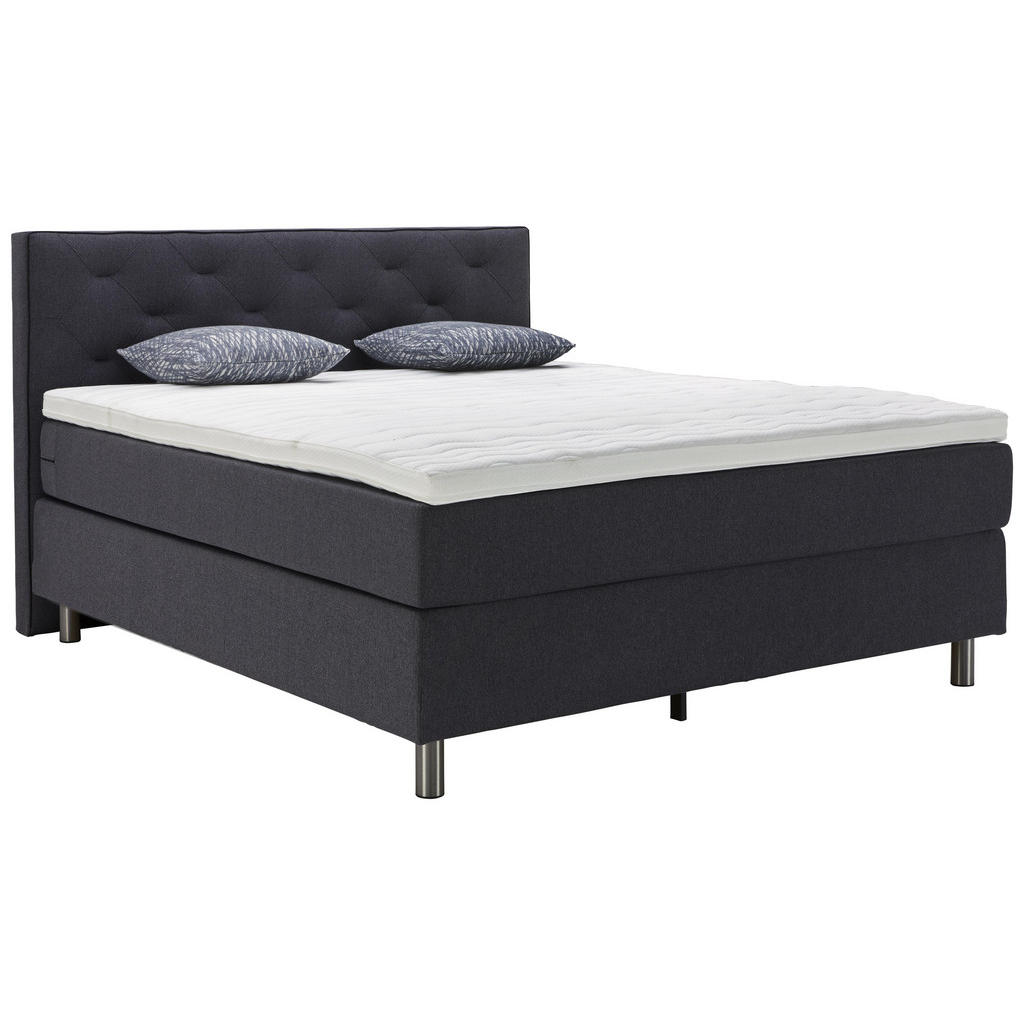XXXLutz Postel Boxspring 180/200 Cm Textil Šedá Welnova