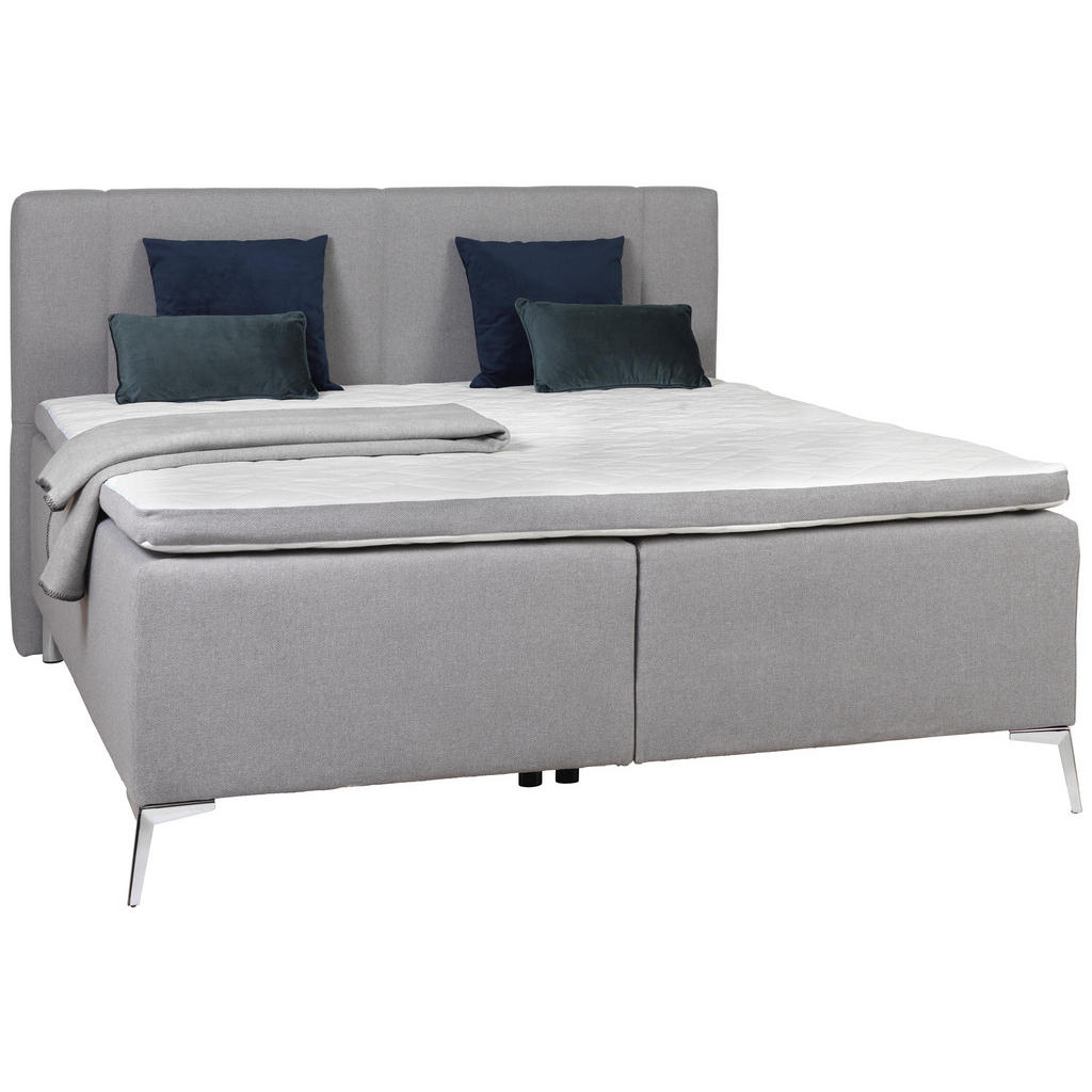 XXXLutz Postel Boxspring 180/200 Cm Textil Světle Šedá Esposa