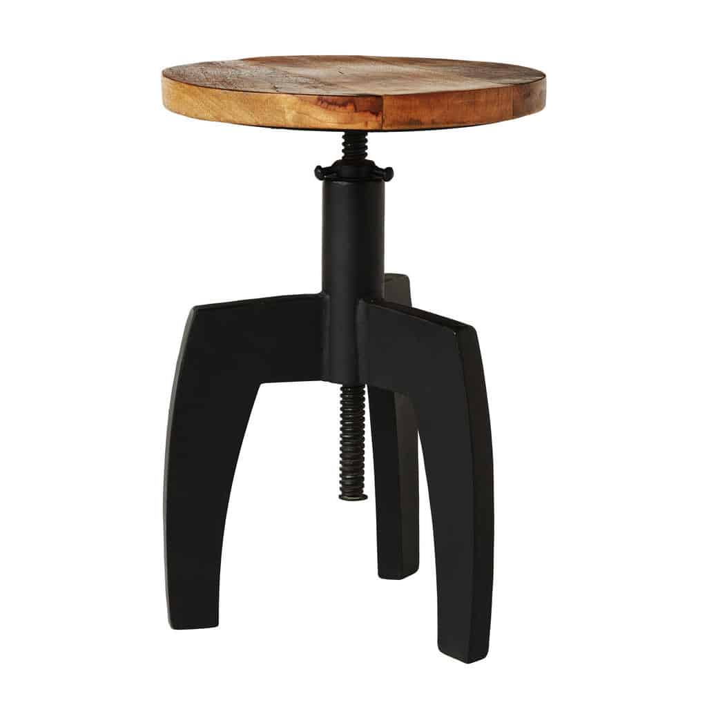 XXXLutz Taburet Mangové Dřevo Přírodní Barvy Černá Ambia Home