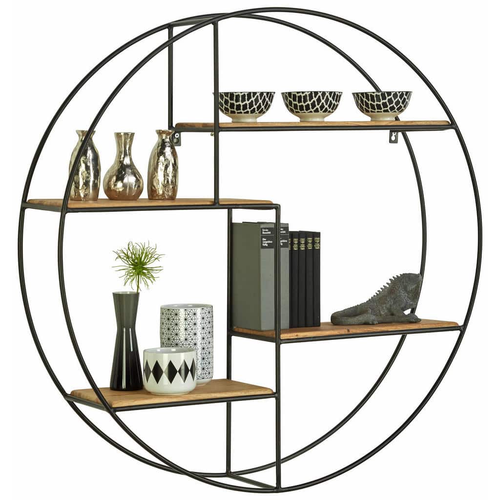 XXXLutz Nástěnný Regál Černá Barvy Akácie Landscape