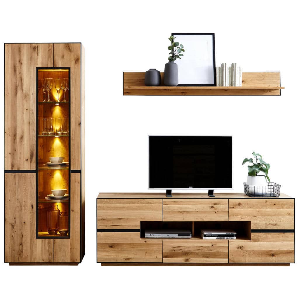 XXXLutz Obývací Stěna Antracitová Barvy Dubu Linea Natura