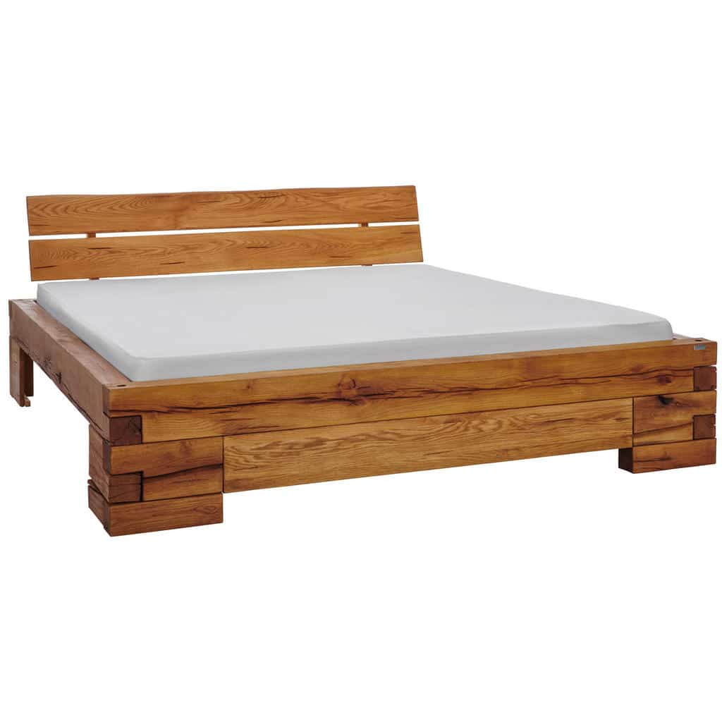 XXXLutz Postel Z Trámů 180/200 Cm Dřevo Barvy Dubu Linea Natura