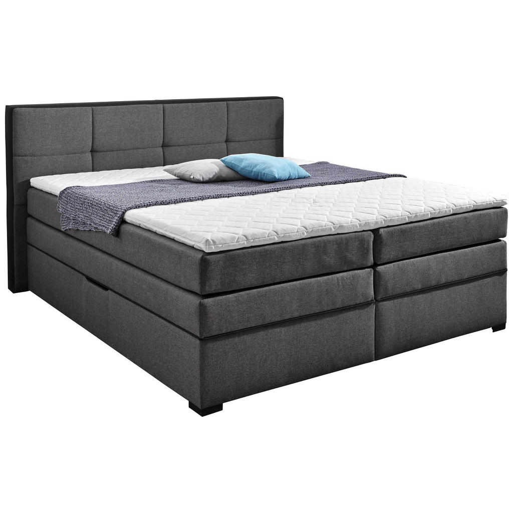 XXXLutz Postel Boxspring 180/200 Cm Textil Šedá Černá Esposa