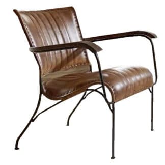 XXXLutz Křeslo Dřevo Kov Kůže Hnědá Černá