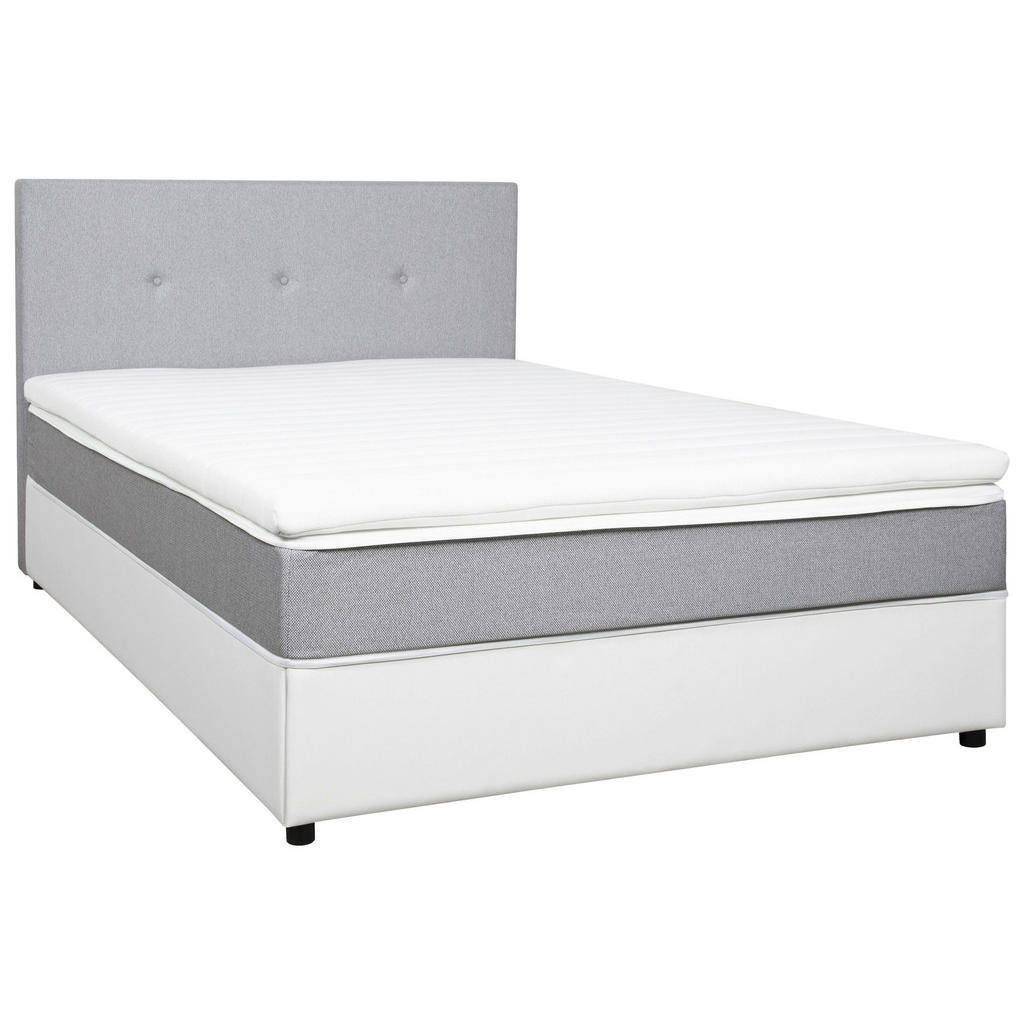 XXXLutz Postel Box 140/200 Cm Textil Kompozitní Dřevo Bílá Světle Šedá...