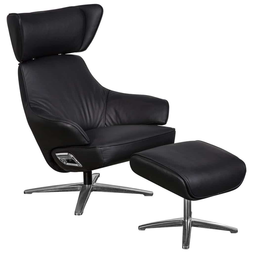 XXXLutz Relaxační Křeslo S Taburetem Textil Kůže Černá Barvy Chromu Cantus