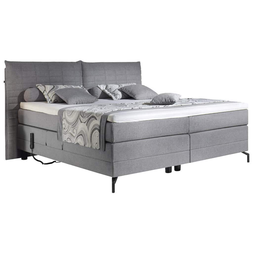 XXXLutz Postel Boxspring 180/200 Cm Textil Světle Šedá Esposa