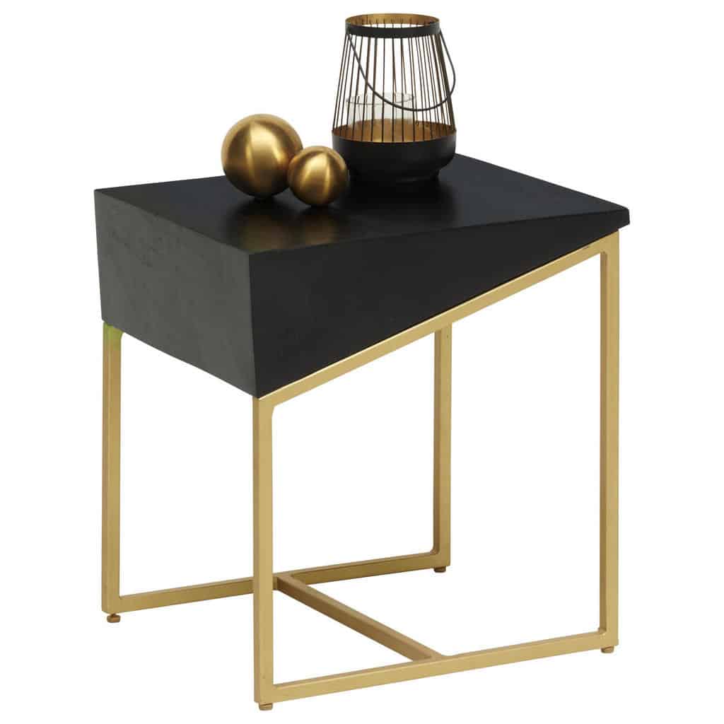 XXXLutz Odkládací Stolek Akácie Černá Barvy Zlata Lomoco