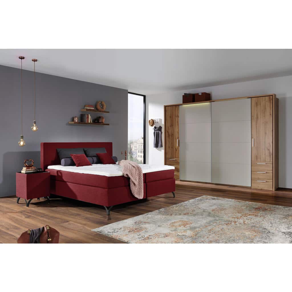 XXXLutz Postel Boxspring 180/200 Cm Textil Červená Esposa