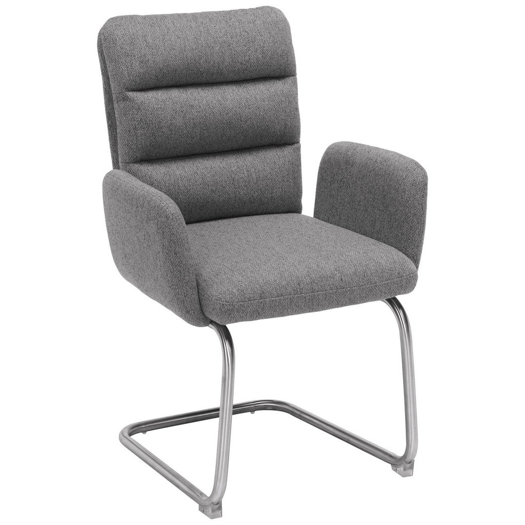 XXXLutz Židle S Područkami Šedá Barvy Nerez Oceli Novel