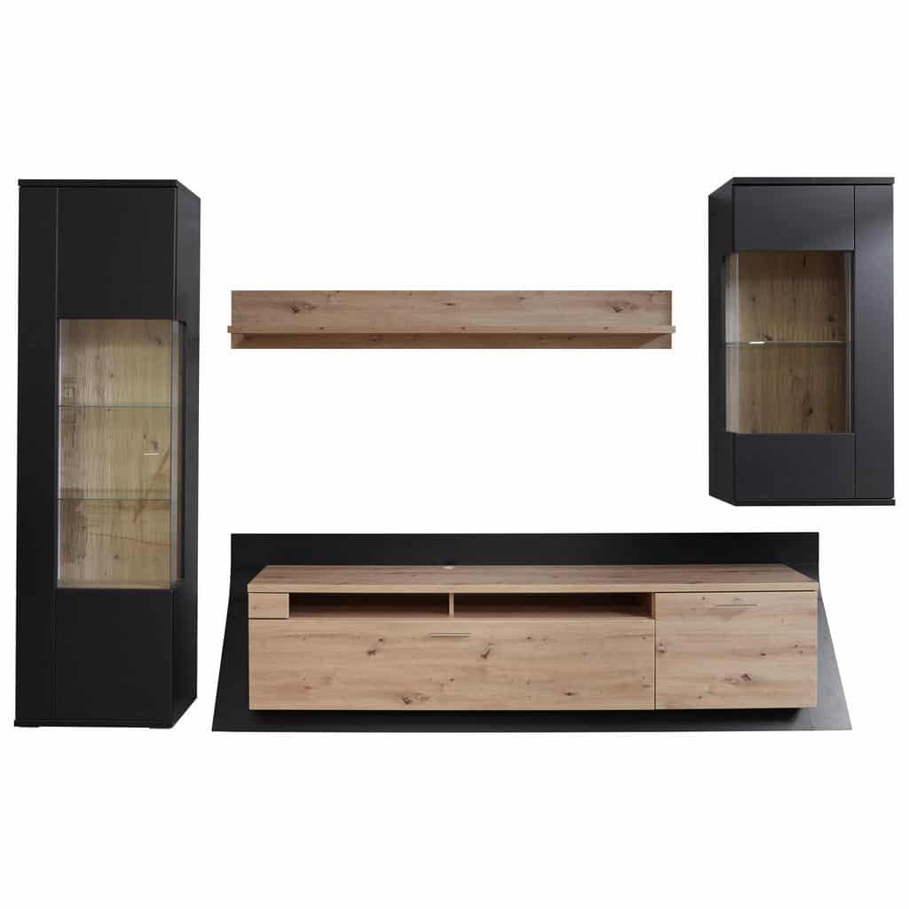 XXXLutz Obývací Stěna Černá Barvy Dubu Stylife