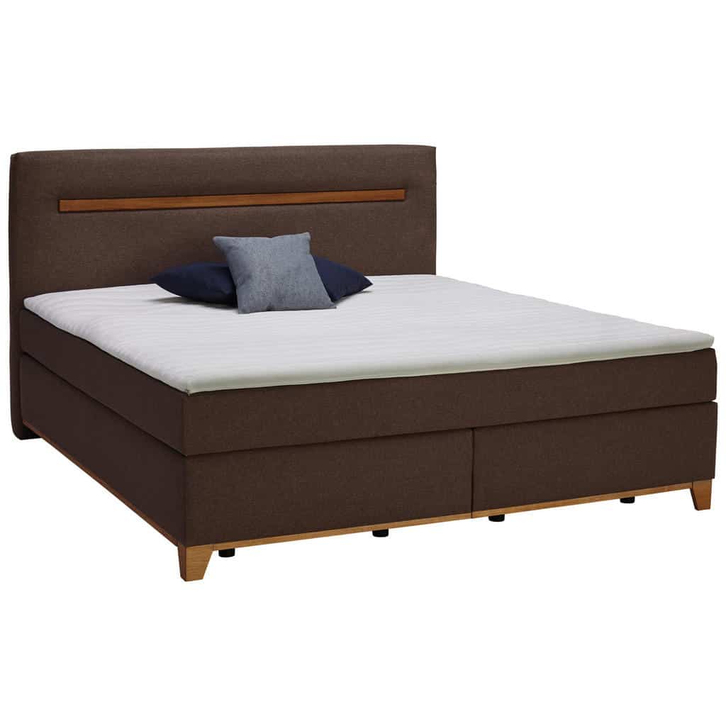 XXXLutz Postel Boxspring 180/200 Cm Dřevo Textil Hnědá Hom`in