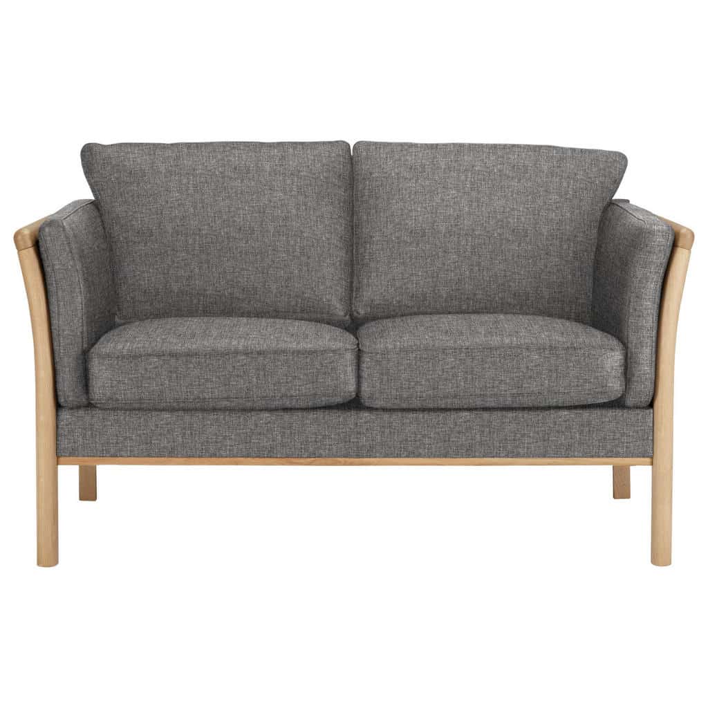 XXXLutz Dvoumístná Pohovka Dřevo Textil Šedá Barvy Dubu