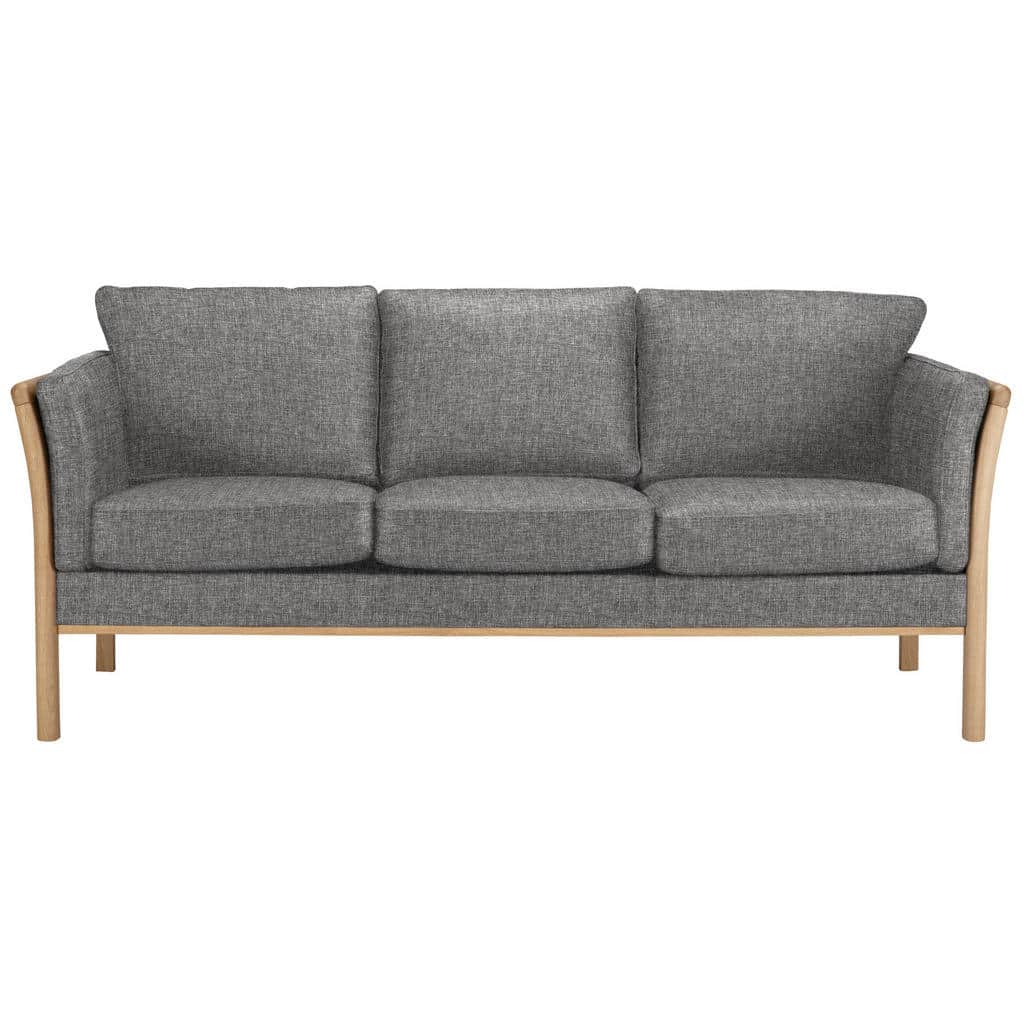 XXXLutz Třímístná Pohovka Dřevo Textil Šedá Barvy Dubu