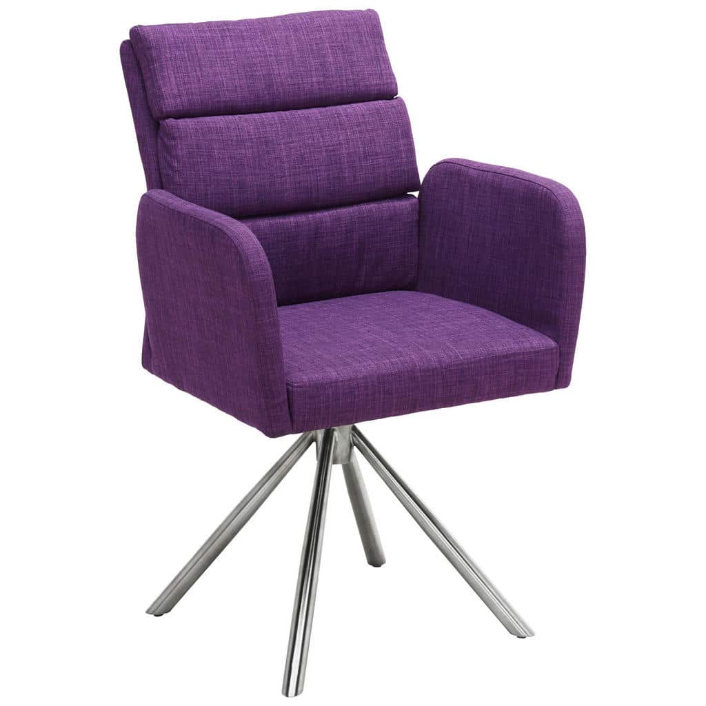 XXXLutz Židle S Područkami Fialová Barvy Nerez Oceli Dieter Knoll